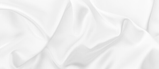 Rippled white silk fabric background