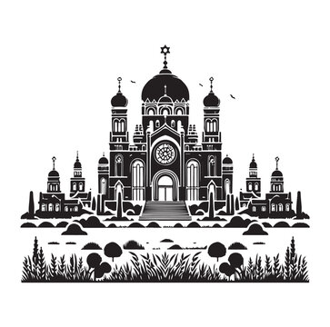 black synagogue building silhouette clip art preview