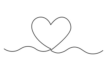 Heart continuous one line art drawing of heart hand drawn vector illustration


