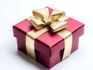 Obraz premium A red gift box with a gold ribbon and bow, perfect for celebrations and special occasions.
