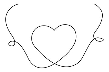 Obraz premium Heart continuous one line art drawing of heart hand drawn vector illustration