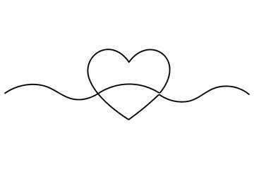 Heart continuous one line art drawing of heart hand drawn vector illustration

