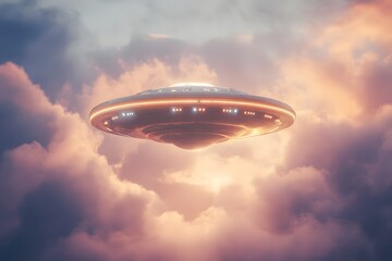 Fototapeta premium Fantasy world. spaceship, U.F.O, Generative AI