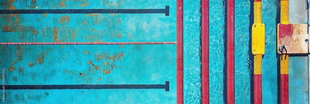 Aufkleber a colorful swimming pool features marked lanes under bright sunlight, offering a perfect area for te