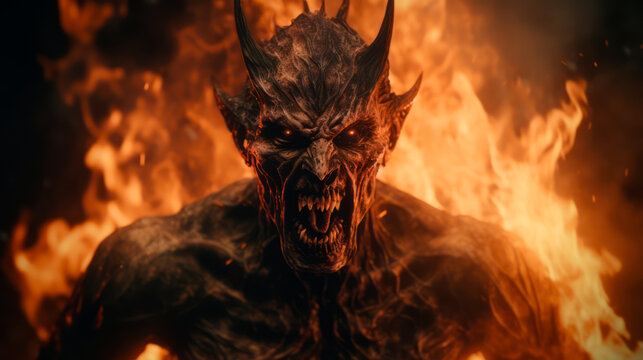 Burning devil in hell