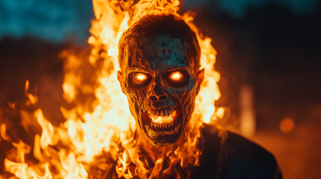 Sinner burning in fire of hell, screaming in pain, indescribable eternal suffering