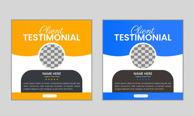 Business Client testimonial social media post design template. Customer feedback review social media post design.