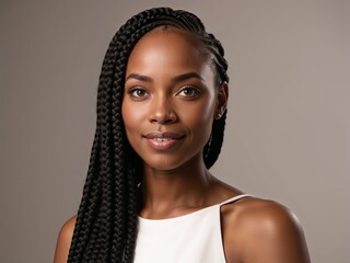 Beautiful black woman with nice braided hairstyle