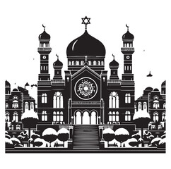 Synagogue Landscape silhouette vector illustration