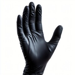 Black Nitrile Glove Hand Stop Gesture Safety Protection