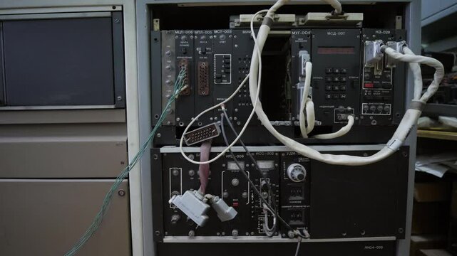 Old Style Vintage Connected Servers With Wires

