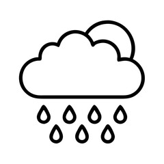 raincloud icon, nature vector icon, environment vector icon - black outline icon of raincloud symbolizing nature, environment, and seasonal in simple design.