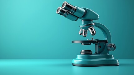 Teal Microscope Science Research Lab Equipment Medical Tool Biology Technology Discovery