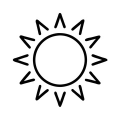 sun icon, nature vector icon, environment vector icon - black outline icon of sun symbolizing nature, environment, and seasonal in simple design.