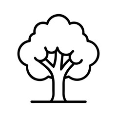 tree icon, nature vector icon, environment vector icon - black outline icon of tree symbolizing nature, environment, and seasonal in simple design.
