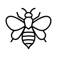 bee icon, nature vector icon, environment vector icon - black outline icon of bee symbolizing nature, environment, and seasonal in simple design.