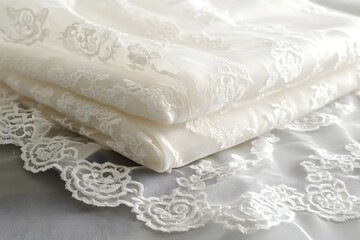 Obraz premium Delicate lace fabric folded neatly on lace fabric