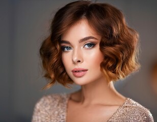Fototapeta premium beautiful young girl with short hair. Generation Z