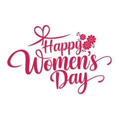 Happy Women's Day typographic design with flower