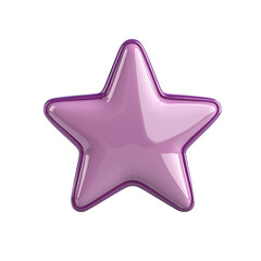 3D icon of purple star isolated on transparent background
