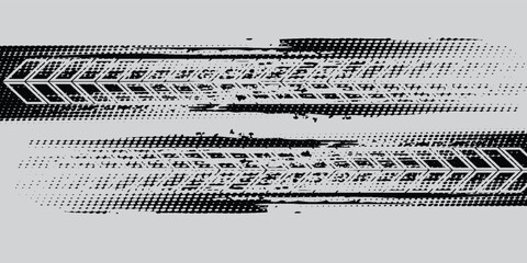 Drift background monochrome with texture wheel marks and drift in skidding, rounded tire marks. Vector isolated texture.