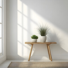 Minimalist Modern Blank Wall Mockup Interior - Generative AI