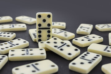 Big heap from dominoes on a dark background