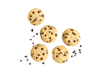 Obraz premium Baking delicious chocolate chip cookie isolated on transparent background