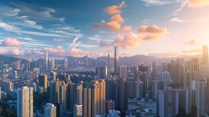 Naklejka premium Modern cityscape panoramic background a photograph