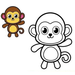 learn to color monkey cartoons