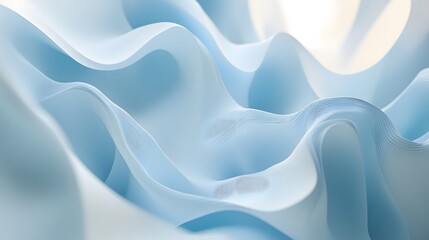 Obraz premium Abstract Blue Wavy Form Digital Art Design
