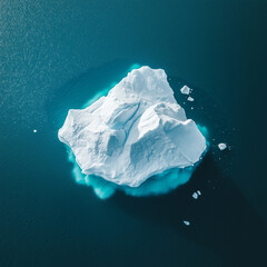 Fototapeta premium Aerial view of an iceberg in ice cold blue water