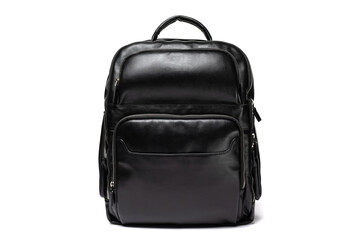 Naklejka premium Stylish black backpack with multiple compartments for everyday use in urban settings