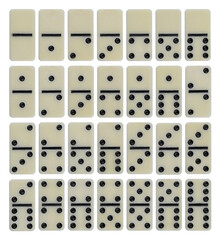 Big size full set of domino tiles isolated on white background