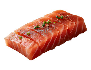 Fresh Slices of Raw Tuna Sashimi Isolated on White Background