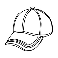 Simple black line drawing of a baseball cap icon, isolated on a white background