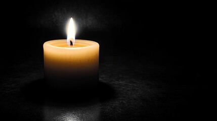 A flickering candle in a dark room, casting soft, dancing shadows that evoke a sense of calm and contemplation.