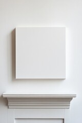 Blank White Canvas on White Wall Above Mantelpiece