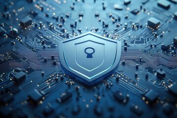 Futuristic Digital Shield Cybersecurity Data Protection Privacy Technology