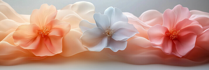 Fototapeta premium Horizontal poster set featuring delicate smoky floral designs enhancing aesthetic appeal and tranquility in any decor setting