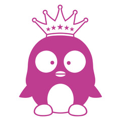 Crown Penguin King Queen Prince Princess Little Design Lover Art Vector Illustration Card T-Shirt Poster Sticker Graphic Print Decorative Drawing Isolated Logo Decoration Symbol Creative Cool Style
