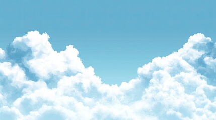 Blue Sky with Fluffy White Clouds