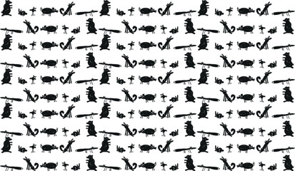 Seamless pattern with funny cartoon animals