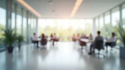 Blurred modern white and open space office interior