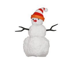 Snowman on white background. 3d render. 