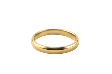 Shiny gold wedding band isolated on transparent background