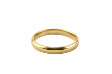 Shiny gold wedding band isolated on transparent background