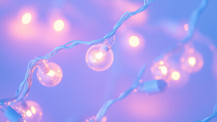 A string of lights with a blue background