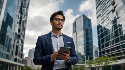 Fototapeta premium Confident Businessman in Urban Setting