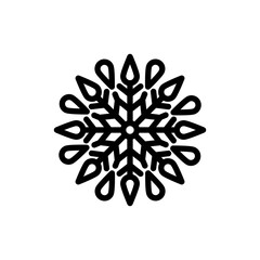Snowflake graphic geometric icon. Design №7. Black line. Winter holidays vector icon with editable stroke line. Christmas or New Year sign, symbol, decoration and 